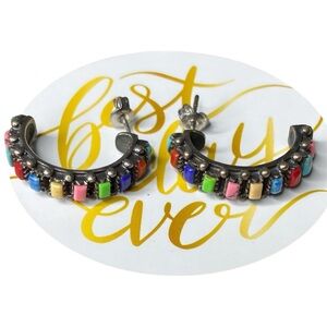 Multi Gemstone Silver Earring 825